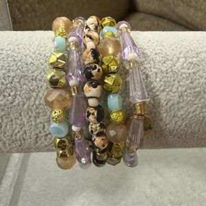 Erimish Lavender and Gold Multi-Strand Beaded Bracelet